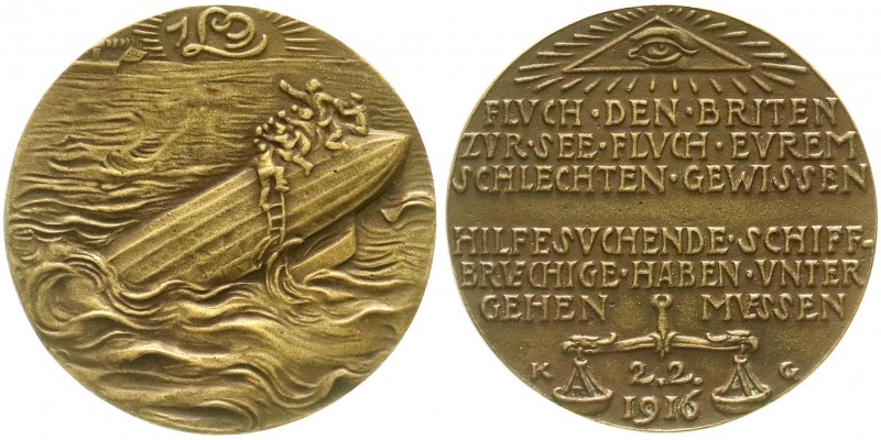 Medaillen, Münchner Medailleure, Karl Goetz
Bronzemedaille 1916. Fluch den Brite...