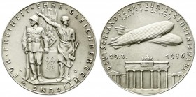 Medaillen, Münchner Medailleure, Karl Goetz
Silbermedaille 1936. Zeppelinfahrt nach Berlin zur Bekenntniswahl. 36 mm; 19,91 g. vorzüglich/Stempelglanz...