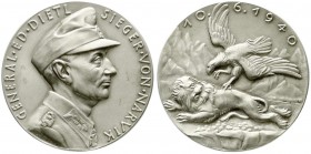 Medaillen, Münchner Medailleure, Karl Goetz
Silbermedaille 1940 auf General Dietl, den Sieger von Narvik. 36 mm; 19,74 g. vorzüglich, mattiert