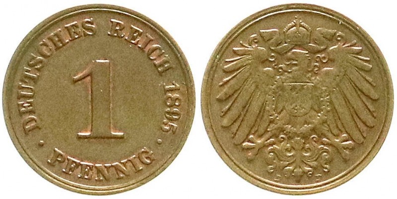 Reichskleinmünzen, 1 Pfennig großer Adler, Kupfer 1890-1916
1895 D. vorzüglich/S...