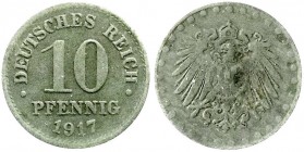 Reichskleinmünzen, 10 Pfennig, Zink 1917
1917 mit Perlkreis. sehr schön
