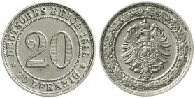 Reichskleinmünzen, 20 Pfennig kleiner Adler, Nickel 1887-1888
1888 A. fast Stempelglanz