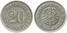 Reichskleinmünzen, 20 Pfennig kleiner Adler, Nickel 1887-1888
1888 E. vorzüglich/Stempelglanz