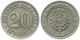 Reichskleinmünzen, 20 Pfennig kleiner Adler, Nickel 1887-1888
1888 F. vorzüglich/Stempelglanz