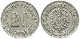 Reichskleinmünzen, 20 Pfennig kleiner Adler, Nickel 1887-1888
1888 G. vorzüglich/Stempelglanz