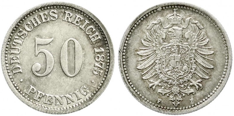 Reichskleinmünzen, 50 Pfennig kleiner Adler, Silber 1875-1877
1875 F. vorzüglich...