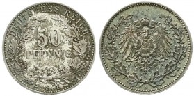 Reichskleinmünzen, 50 Pfennig gr. Adler Eichenzweige Silb. 1896-1903
1898 A. sehr schön/vorzüglich, schöne Patina