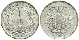 Reichskleinmünzen, 1 Mark kleiner Adler, Silber 1873-1887
1886 D. fast Stempelglanz