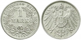 Reichskleinmünzen, 1 Mark großer Adler, Silber 1891-1916
1893 D. fast Stempelglanz, Prachtexemplar
