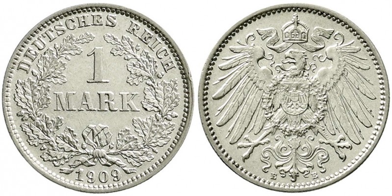 Reichskleinmünzen, 1 Mark großer Adler, Silber 1891-1916
1909 E. gutes vorzüglic...