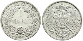 Reichskleinmünzen, 1 Mark großer Adler, Silber 1891-1916
1913 F. vorzüglich/Stempelglanz