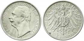 Reichssilbermünzen J. 19-178, Anhalt, Friedrich II., 1904-1918
2 Mark 1904 A. Auflage nur 150 Ex. Polierte Platte, nur min. berührt
