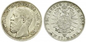 Reichssilbermünzen J. 19-178, Baden, Friedrich I., 1856-1907
2 Mark 1888 G. sehr schön