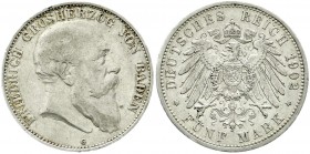 Reichssilbermünzen J. 19-178, Baden, Friedrich I., 1856-1907
5 Mark 1902 G. fast vorzüglich