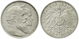 Reichssilbermünzen J. 19-178, Baden, Friedrich I., 1856-1907
5 Mark 1906. Zur goldenen Hochzeit. vorzüglich/Stempelglanz