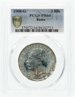 Reichssilbermünzen J. 19-178, Baden, Friedrich II., 1907-1918
3 Mark 1908 G. Im PCGS-Blister mit Grading PR 64. Es wurde bisher nur 1 Ex. höher bewert...