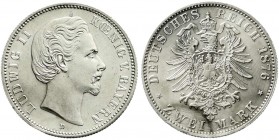 Reichssilbermünzen J. 19-178, Bayern, Ludwig II., 1864-1886
2 Mark 1876 D. fast Stempelglanz