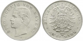 Reichssilbermünzen J. 19-178, Bayern, Otto, 1886-1913
2 Mark 1888 D. fast Stempelglanz, Prachtexemplar