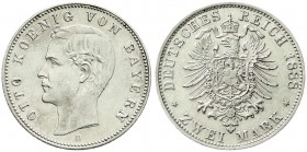 Reichssilbermünzen J. 19-178, Bayern, Otto, 1886-1913
2 Mark 1888 D. gutes vorzüglich
