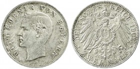 Reichssilbermünzen J. 19-178, Bayern, Otto, 1886-1913
2 Mark 1903 D. fast Stempelglanz, schöne Tönung