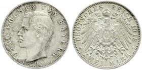 Reichssilbermünzen J. 19-178, Bayern, Otto, 1886-1913
2 Mark 1913 D. prägefrisch/fast Stempelglanz, min. Randfehler, selten