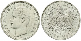 Reichssilbermünzen J. 19-178, Bayern, Otto, 1886-1913
5 Mark 1913 D. vorzüglich/Stempelglanz