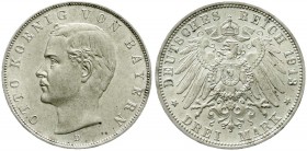 Reichssilbermünzen J. 19-178, Bayern, Otto, 1886-1913
3 Mark 1913 D. prägefrisch/fast Stempelglanz