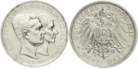 Reichssilbermünzen J. 19-178, Braunschweig, Ernst August, 1913-1916
3 Mark 1915 A. Ohne Lüneburg. Polierte Platte, nur leicht berührt, selten