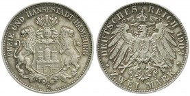 Reichssilbermünzen J. 19-178, Hamburg
2 Mark 1903 J. vorzüglich