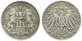 Reichssilbermünzen J. 19-178, Hamburg
2 Mark 1905 J. Besseres Jahr. sehr schön, kl. Randfehler