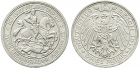 Reichssilbermünzen J. 19-178, Preußen, Wilhelm II., 1888-1918
3 Mark 1915 A. Mansfeld. fast Stempelglanz