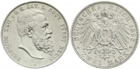 Reichssilbermünzen J. 19-178, Reuß, ältere Linie, Heinrich XXII., 1859-1902
2 Mark 1899 A. vorzüglich