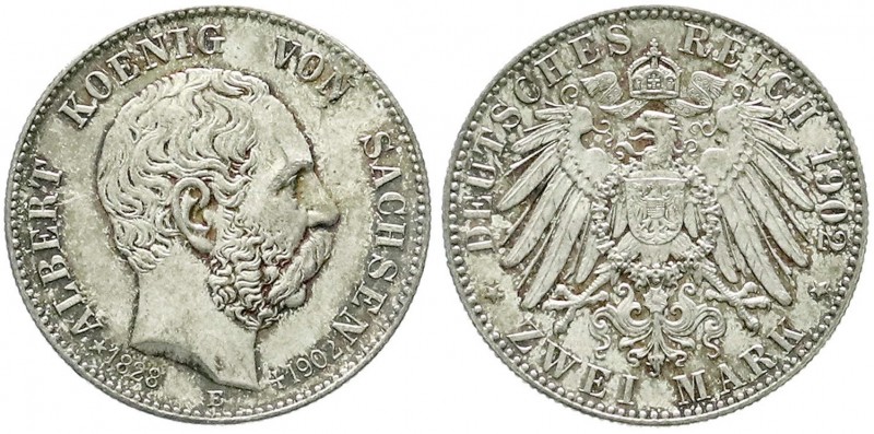 Reichssilbermünzen J. 19-178, Sachsen, Albert, 1873-1902
2 Mark 1902 E. Auf sein...