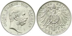 Reichssilbermünzen J. 19-178, Sachsen, Georg, 1902-1904
2 Mark 1904 E. Auf seinen Tod. fast Stempelglanz