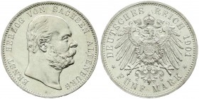 Reichssilbermünzen J. 19-178, Sachsen-Altenburg, Ernst, 1853-1908
5 Mark 1901 A. vorzüglich/Stempelglanz, winz. Kratzer