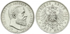 Reichssilbermünzen J. 19-178, Sachsen-Coburg-Gotha, Alfred, 1893-1900
5 Mark 1895 A. gutes vorzüglich, winz. Randfehler, kl. Kratzer und min. berieben...