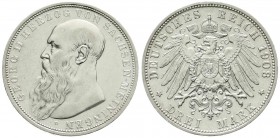 Reichssilbermünzen J. 19-178, Sachsen-Meiningen, Georg II., 1866-1914
3 Mark 1908 D. gutes vorzüglich