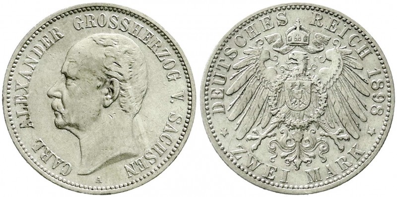 Reichssilbermünzen J. 19-178, Sachsen-Weimar-Eisenach, Carl Alexander, 1853-1901...