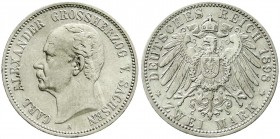 Reichssilbermünzen J. 19-178, Sachsen-Weimar-Eisenach, Carl Alexander, 1853-1901
2 Mark 1898 A. sehr schön/vorzüglich, etwas berieben