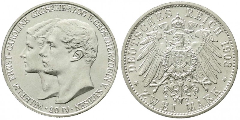 Reichssilbermünzen J. 19-178, Sachsen-Weimar-Eisenach, Wilhelm Ernst, 1901-1918
...