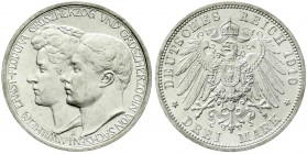 Reichssilbermünzen J. 19-178, Sachsen-Weimar-Eisenach, Wilhelm Ernst, 1901-1918
3 Mark 1910 A. Mit Feodora. prägefrisch