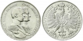 Reichssilbermünzen J. 19-178, Sachsen-Weimar-Eisenach, Wilhelm Ernst, 1901-1918
3 Mark 1915 A. Zur 100 Jahr-Feier. vorzüglich/Stempelglanz