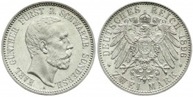 Reichssilbermünzen J. 19-178, Schwarzburg-Sondershausen, Karl Günther, 1880-1909
2 Mark 1896 A. fast Stempelglanz
