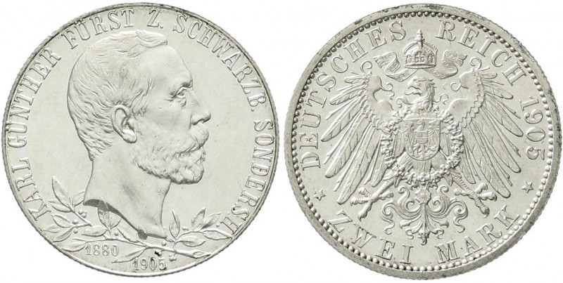 Reichssilbermünzen J. 19-178, Schwarzburg-Sondershausen, Karl Günther, 1880-1909...