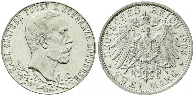 Reichssilbermünzen J. 19-178, Schwarzburg-Sondershausen, Karl Günther, 1880-1909...