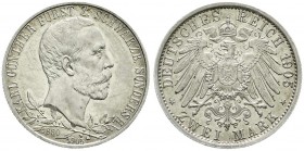 Reichssilbermünzen J. 19-178, Schwarzburg-Sondershausen, Karl Günther, 1880-1909
2 Mark 1905. 25 jähr. Regierungsj., breiter Randstab. Polierte Platte...