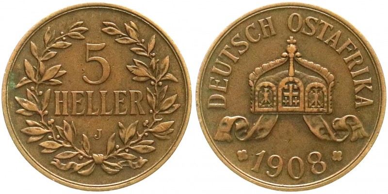 Kolonien und Nebengebiete, Deutsch Ostafrika
5 Heller 1908 J. Größte deutsche Ku...