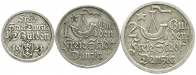 Kolonien und Nebengebiete, Danzig, Freie Stadt
3 Münzen 1923. 1/2, 1 und 2 Gulden. alle sehr schön