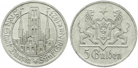 Kolonien und Nebengebiete, Danzig, Freie Stadt
5 Gulden 1923. Marienkirche. vorzüglich, winz. Randfehler