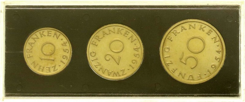Kolonien und Nebengebiete, Saarland
Serie 10, 20, 50 Franken 1954 mit Inschrift ...